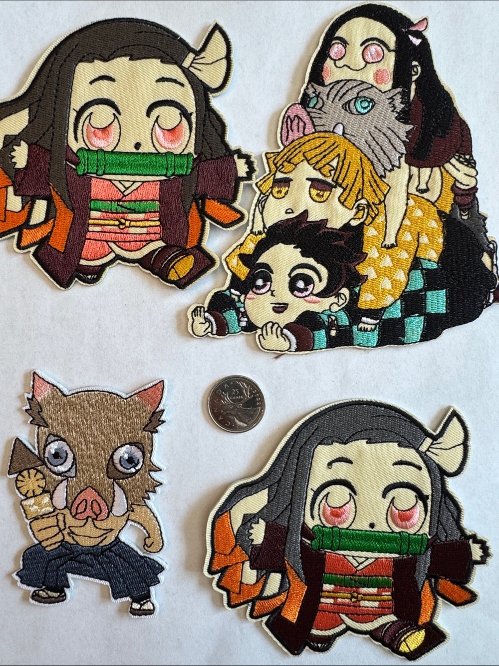 Anime Character Demon Slayer Embroidered Patches - Green, Pink, Yellow, Black